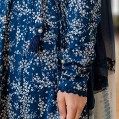 EthniFlair Floral Printed Empire Aari Work Kurta with Pyjamas & Dupatta