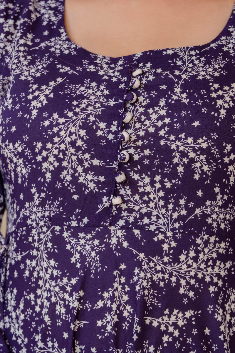 EthniFlair Floral Printed Empire Aari Work Kurta with Trousers & Dupatta