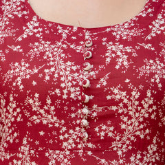 EthniFlair Floral Printed Empire Aari Work Kurta with Trousers & Dupatta