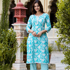 EthniFlair Floral Embroidered Aari Work Kurta with Pyjamas & Dupatta