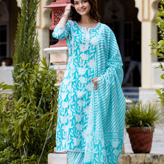 EthniFlair Floral Embroidered Aari Work Kurta with Pyjamas & Dupatta