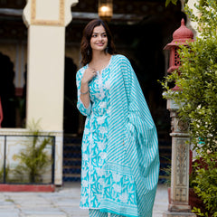 EthniFlair Floral Embroidered Aari Work Kurta with Pyjamas & Dupatta