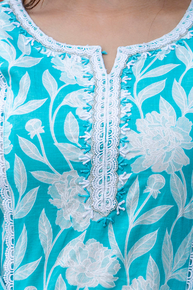 EthniFlair Floral Embroidered Aari Work Kurta with Pyjamas & Dupatta