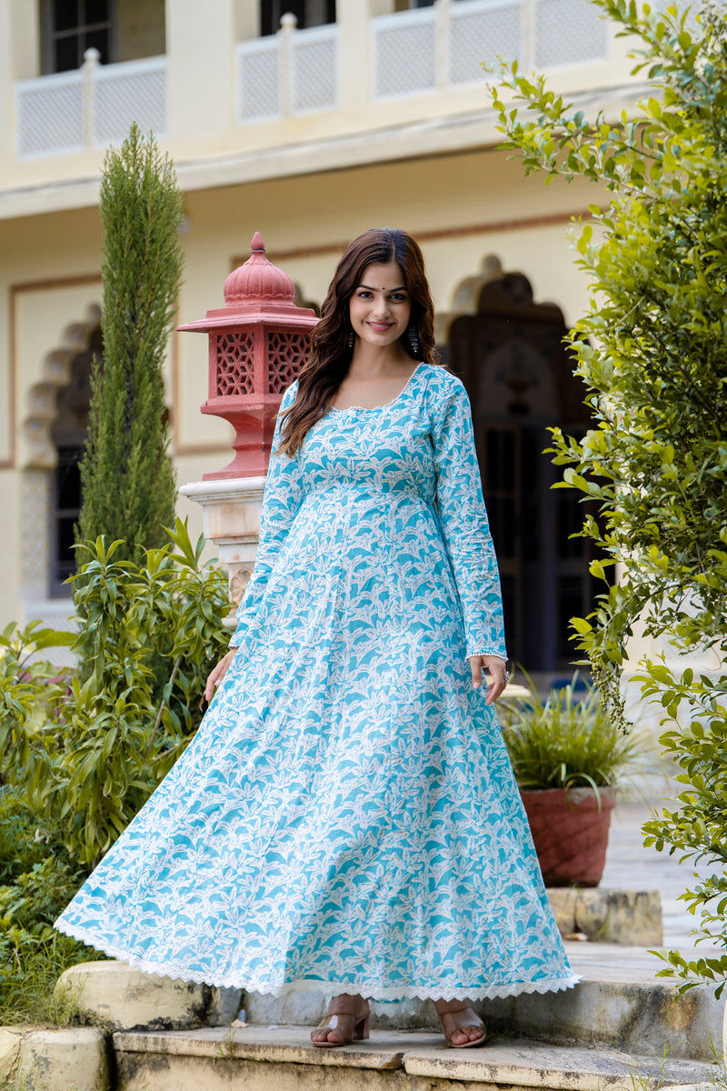 EthniFlair Floral Printed Floral Anarkali Kurta