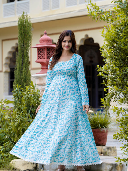 EthniFlair Floral Printed Floral Anarkali Kurta