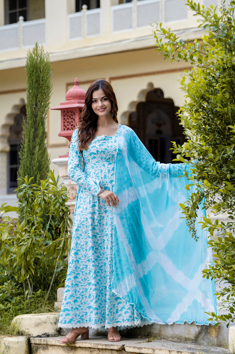 EthniFlair Floral Printed Floral Anarkali Kurta