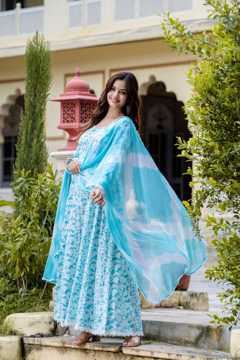 EthniFlair Floral Printed Floral Anarkali Kurta