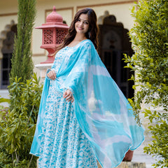 EthniFlair Floral Printed Floral Anarkali Kurta