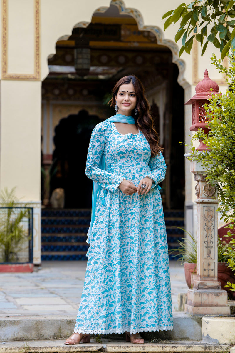 EthniFlair Floral Printed Floral Anarkali Kurta