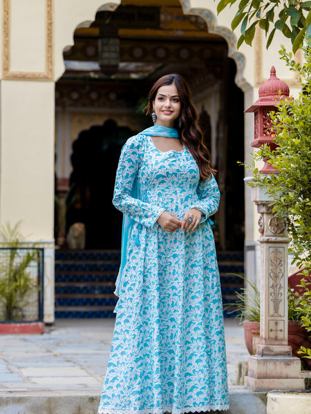EthniFlair Floral Printed Floral Anarkali Kurta