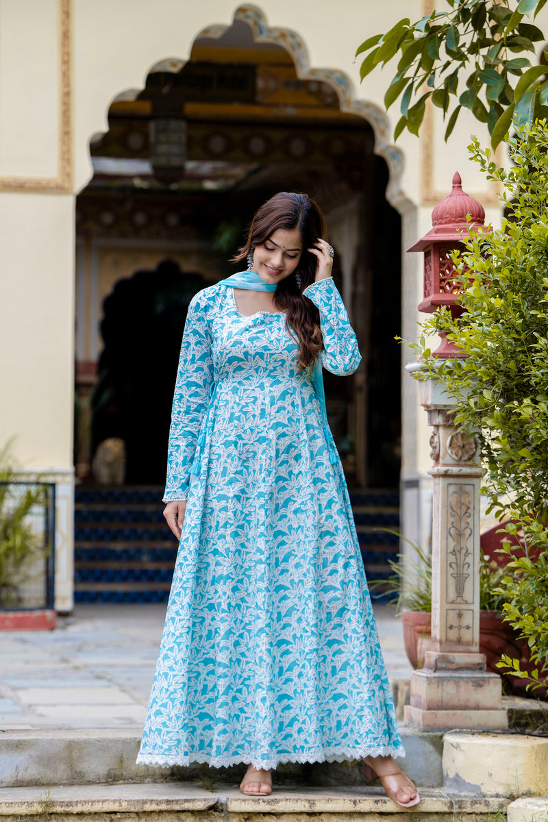 EthniFlair Floral Printed Floral Anarkali Kurta