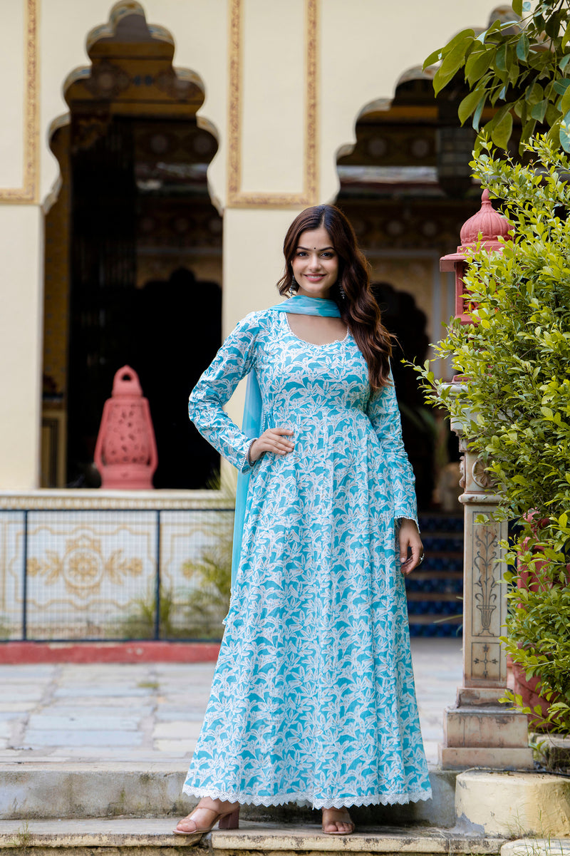 EthniFlair Floral Printed Floral Anarkali Kurta