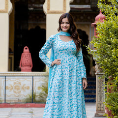 EthniFlair Floral Printed Floral Anarkali Kurta