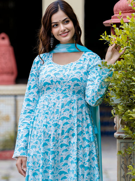 EthniFlair Floral Printed Floral Anarkali Kurta