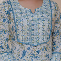 EthniFlair Floral Printed Aari Work Kurta with Palazzos & Dupatta