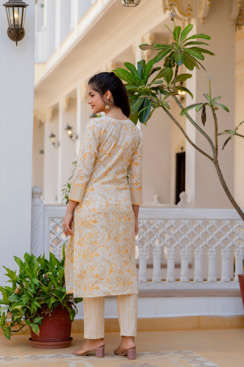 EthniFlair Floral Yoke Design Aari Work Kurta with Palazzos & Dupatta