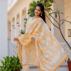 EthniFlair Floral Yoke Design Aari Work Kurta with Palazzos & Dupatta