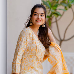EthniFlair Floral Yoke Design Aari Work Kurta with Palazzos & Dupatta