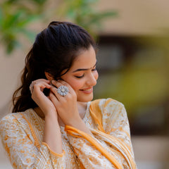 EthniFlair Floral Yoke Design Aari Work Kurta with Palazzos & Dupatta