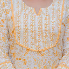 EthniFlair Floral Yoke Design Aari Work Kurta with Palazzos & Dupatta