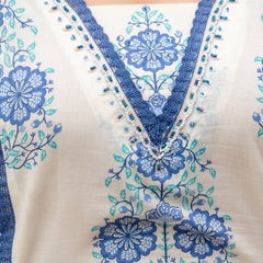 Cotton A-line Aari work Kurta with Palazzo & Dupatta