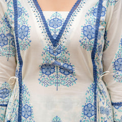 Cotton A-line Aari work Kurta with Palazzo & Dupatta