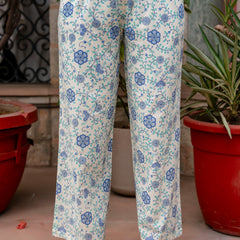 Cotton A-line Aari work Kurta with Palazzo & Dupatta