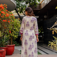 Cotton A-line Aari work Kurta with Palazzo & Dupatta