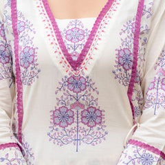 Cotton A-line Aari work Kurta with Palazzo & Dupatta