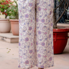 Cotton A-line Aari work Kurta with Palazzo & Dupatta