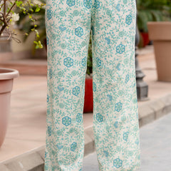 Cotton A-line Aari work Kurta with Palazzo & Dupatta