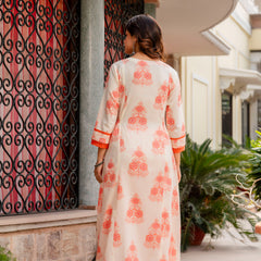 Cotton A-line Aari work Kurta with Palazzo & Dupatta