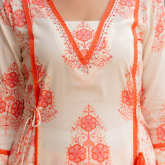 Cotton A-line Aari work Kurta with Palazzo & Dupatta