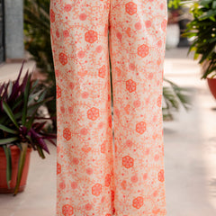 Cotton A-line Aari work Kurta with Palazzo & Dupatta