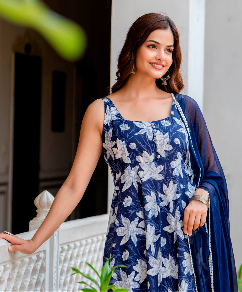 EthniFlair Floral Printed Floral Anarkali Kurta