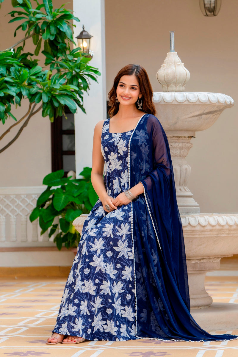 EthniFlair Floral Printed Floral Anarkali Kurta