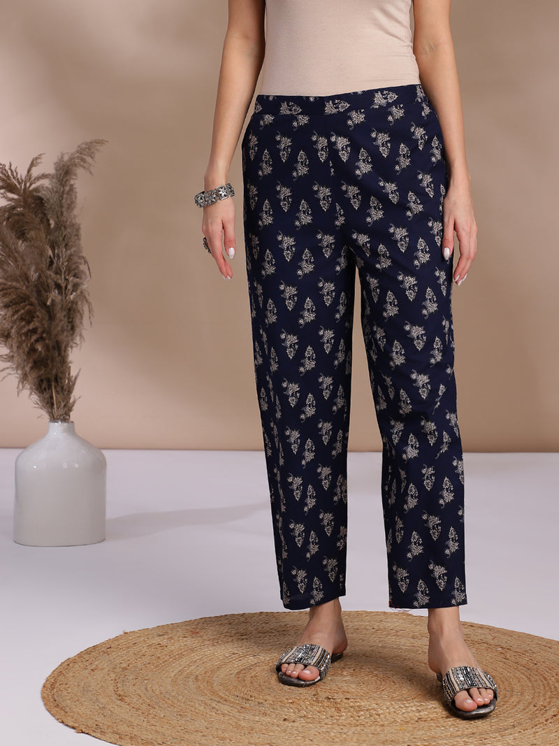 EthniFlair Floral Yoke Design Angrakha Aari Work Kurta with Trousers & Dupatta