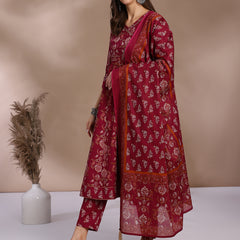 EthniFlair Floral Yoke Design Angrakha Aari Work Kurta with Trousers & Dupatta