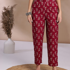 EthniFlair Floral Yoke Design Angrakha Aari Work Kurta with Trousers & Dupatta