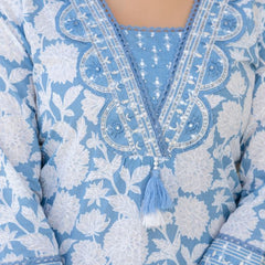 EthniFlair Women Cotton Pintucks detail Straight kurta Pant & Dupatta