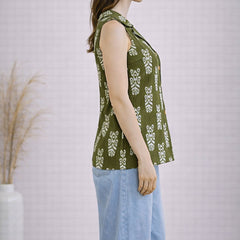 Women Cotton Kantha Work Collared Button-up Kurti