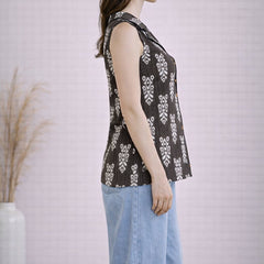 Women Cotton Kantha Work Collared Button-up Kurti