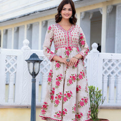 EthniFlair Floral Embroidered Empire Gotta Patti Kurta with Palazzos & Dupatta