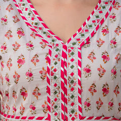 EthniFlair Floral Embroidered Empire Gotta Patti Kurta with Palazzos & Dupatta