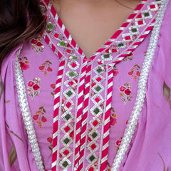 EthniFlair Floral Embroidered Empire Gotta Patti Kurta with Palazzos & Dupatta