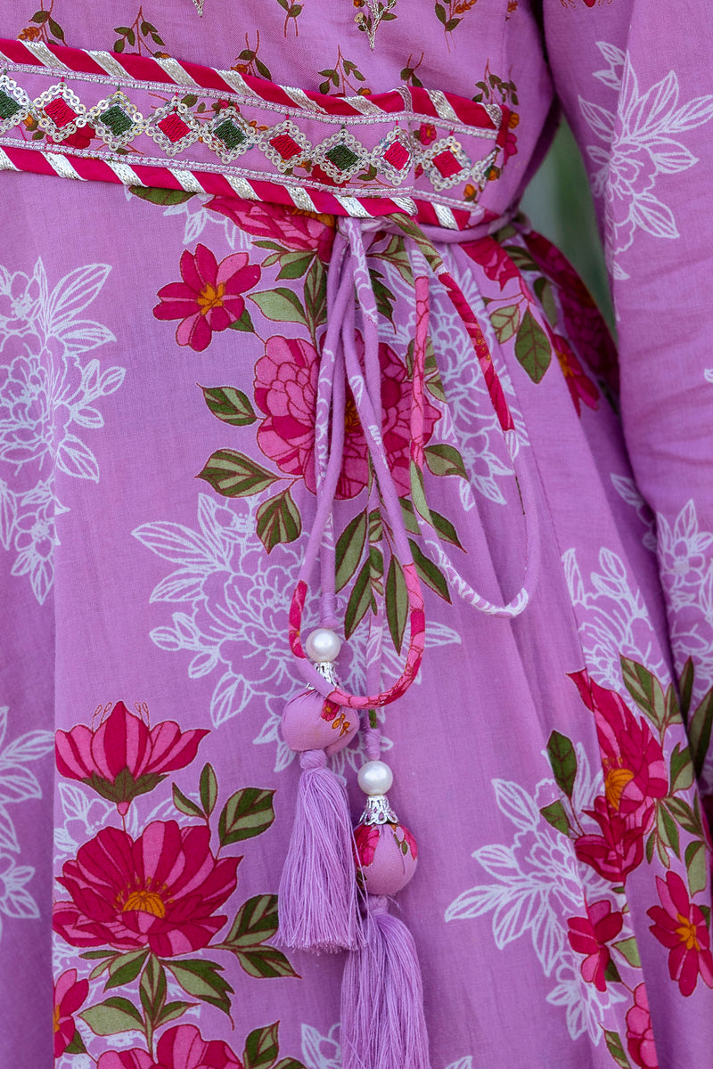 EthniFlair Floral Embroidered Empire Gotta Patti Kurta with Palazzos & Dupatta