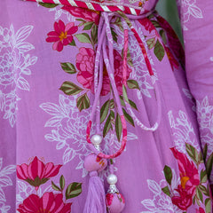 EthniFlair Floral Embroidered Empire Gotta Patti Kurta with Palazzos & Dupatta