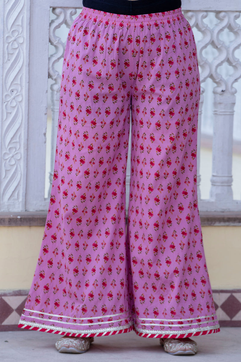EthniFlair Floral Embroidered Empire Gotta Patti Kurta with Palazzos & Dupatta