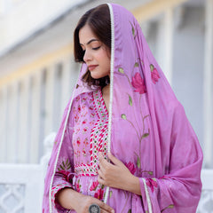 EthniFlair Floral Embroidered Empire Gotta Patti Kurta with Palazzos & Dupatta