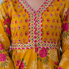 EthniFlair Floral Embroidered Empire Gotta Patti Kurta with Palazzos & Dupatta